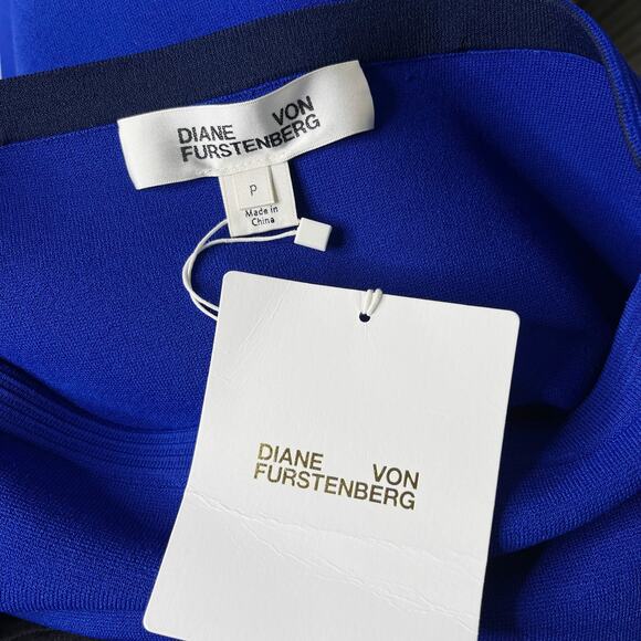 New Diane Von Furstenberg Size P Klein Blue Knit Pencil Skirt Elasticized Waist - Picture 5 of 7